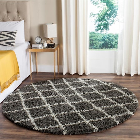 Safavieh 6 x 6 ft. SGD-Dallas Shag Round Machine Made Rug Dark Grey & Ivory SGDS258A-6R